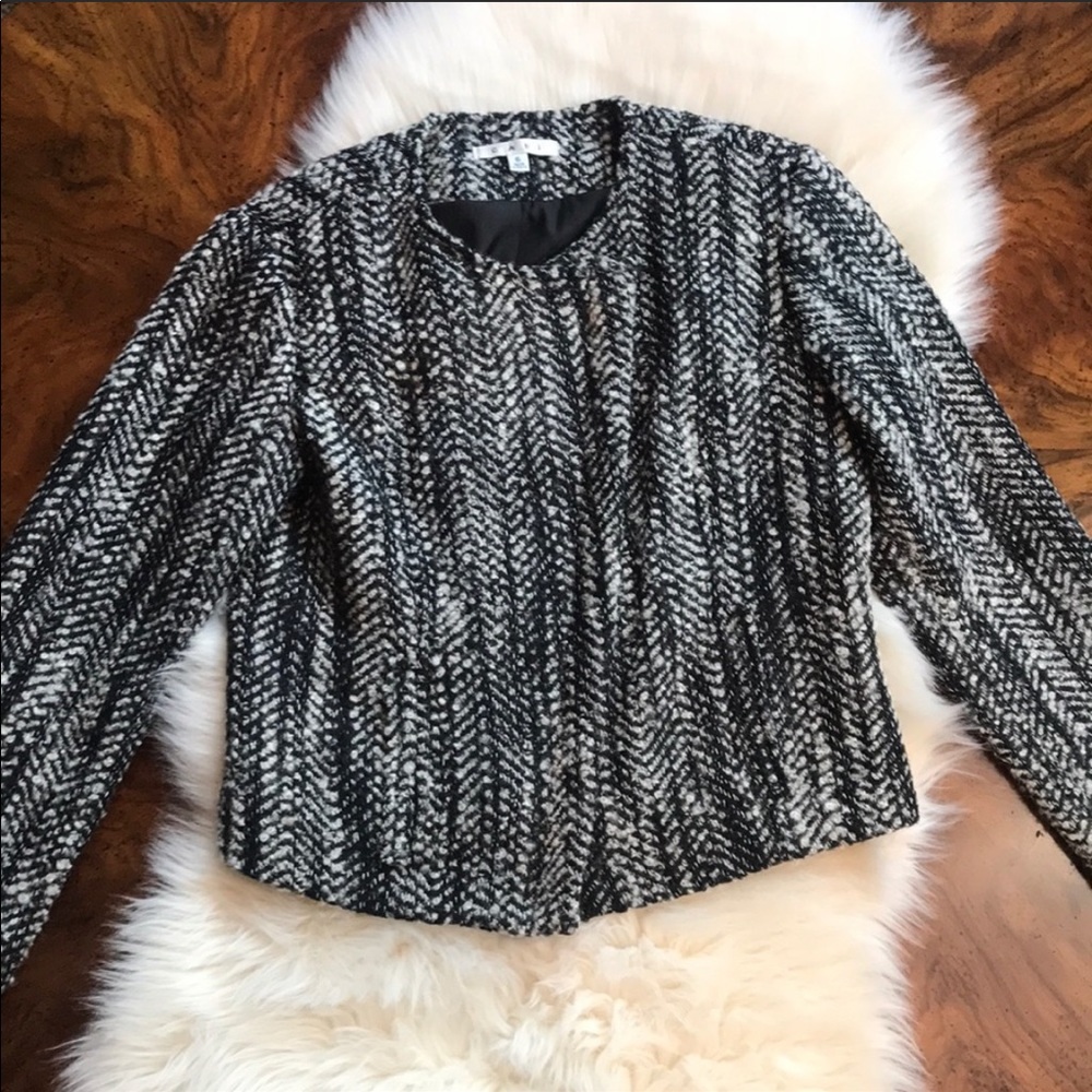 Cabi Tweed Zip Up Asymmetrical Jacket
